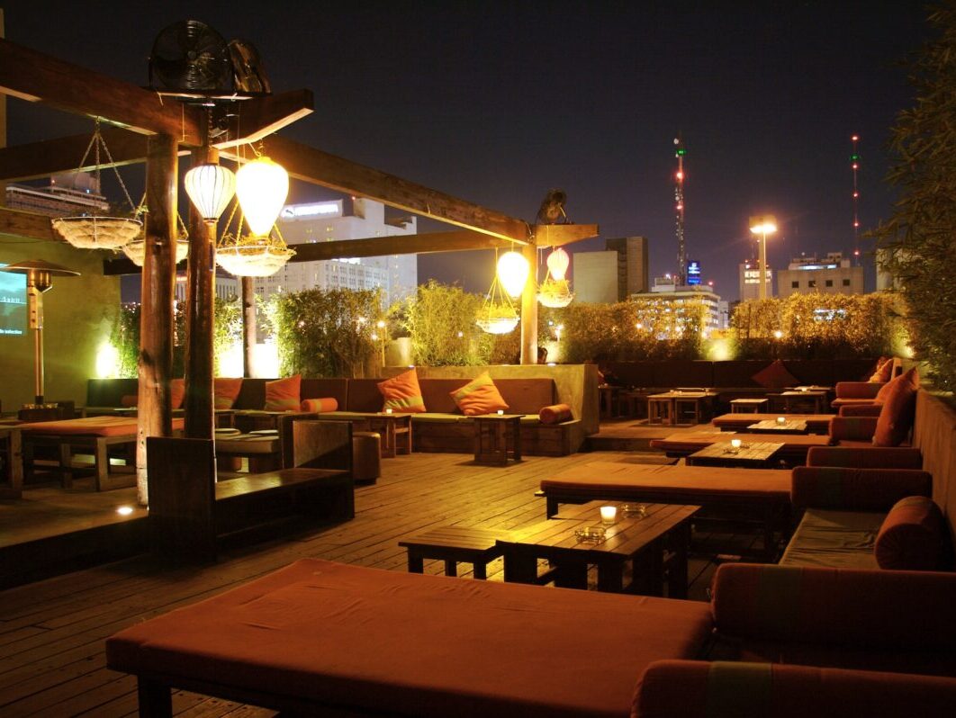 rooftop lounge / bar at night