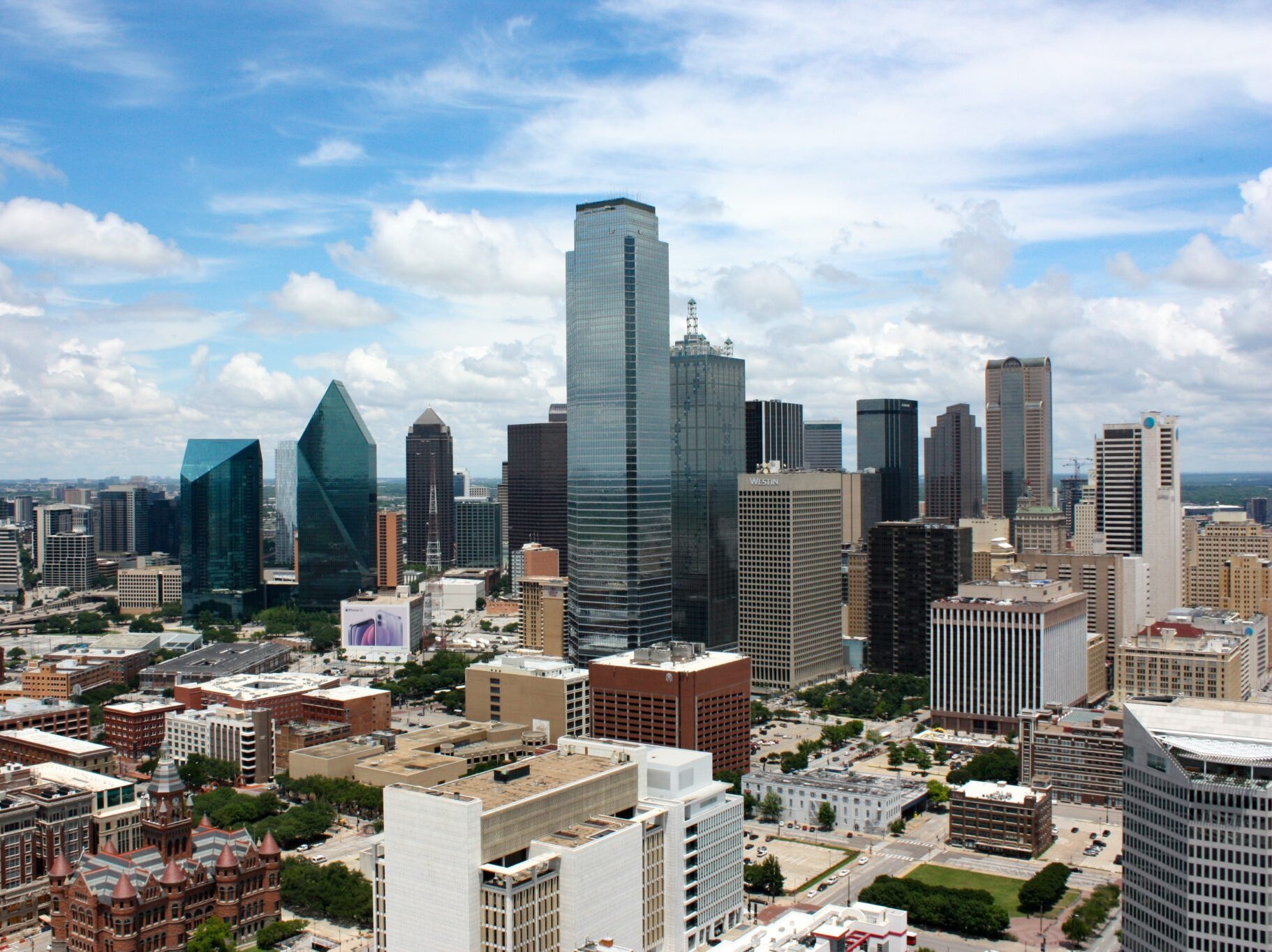 Dallas skyline with blue sky