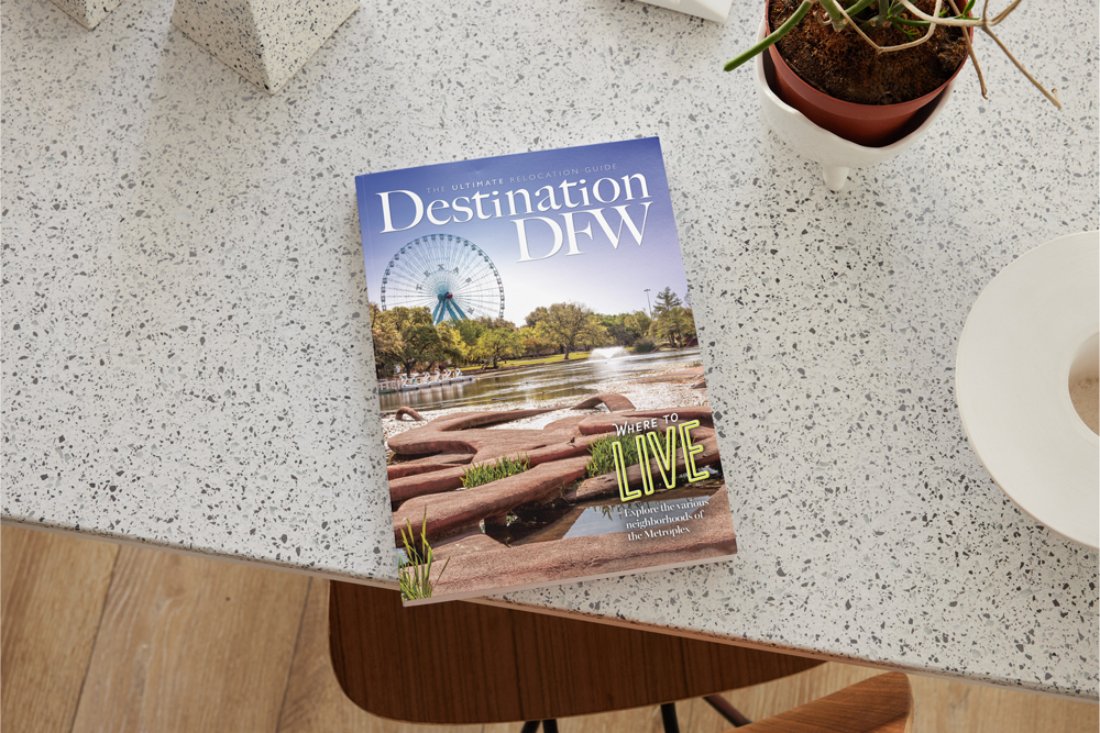 DestinationDFW magazone on counter